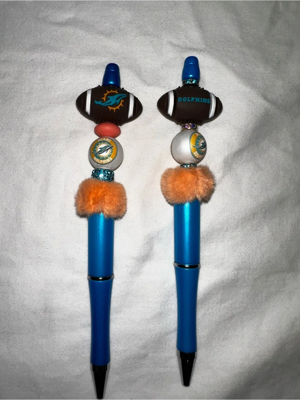 Miami Dolphins Blue Novelty Pen Set with Football Beads